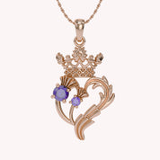 Luckenbooth Thistle Heart Crown Pendant Necklace Sterling Silver
