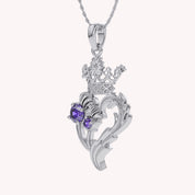 Luckenbooth Thistle Heart Crown Pendant Necklace Sterling Silver