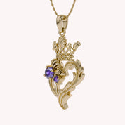 Luckenbooth Thistle Heart Crown Pendant Necklace Sterling Silver
