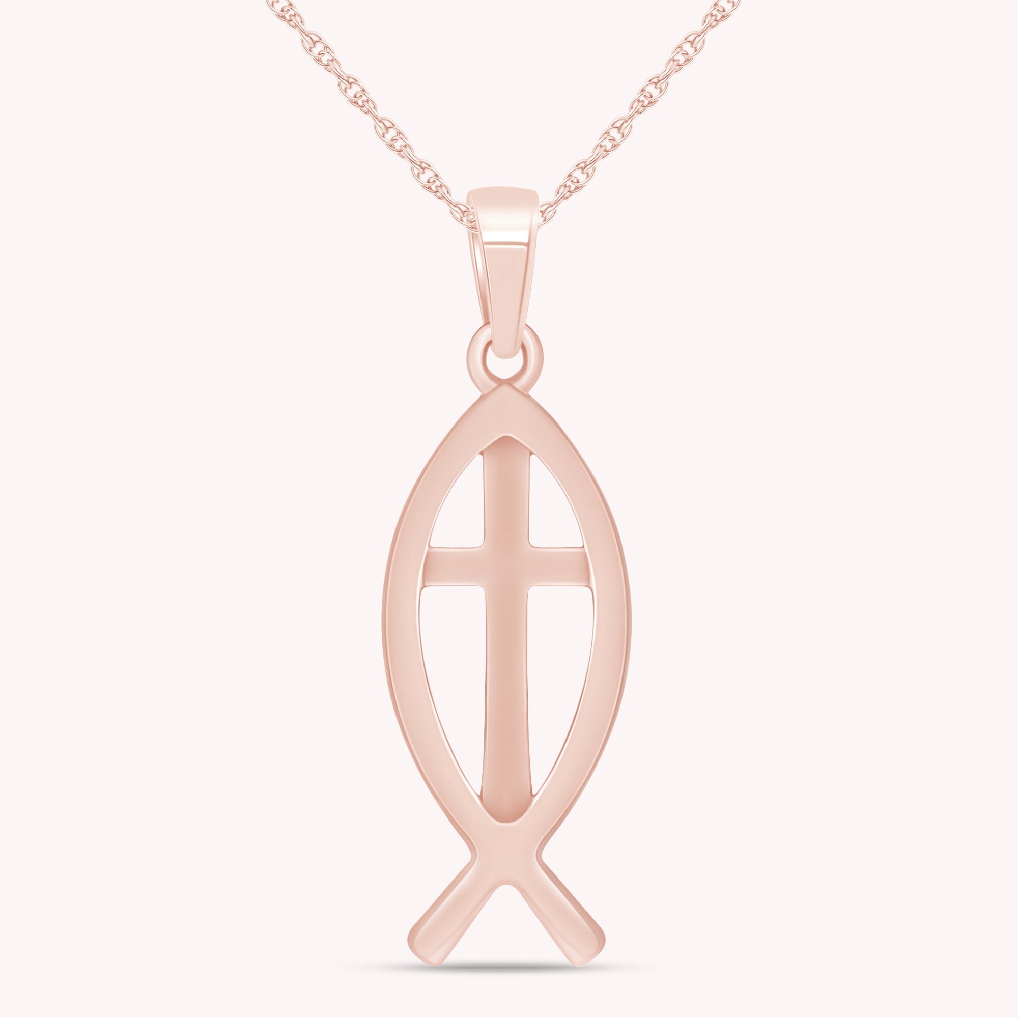 Fish Charm Cross Pendant Necklace