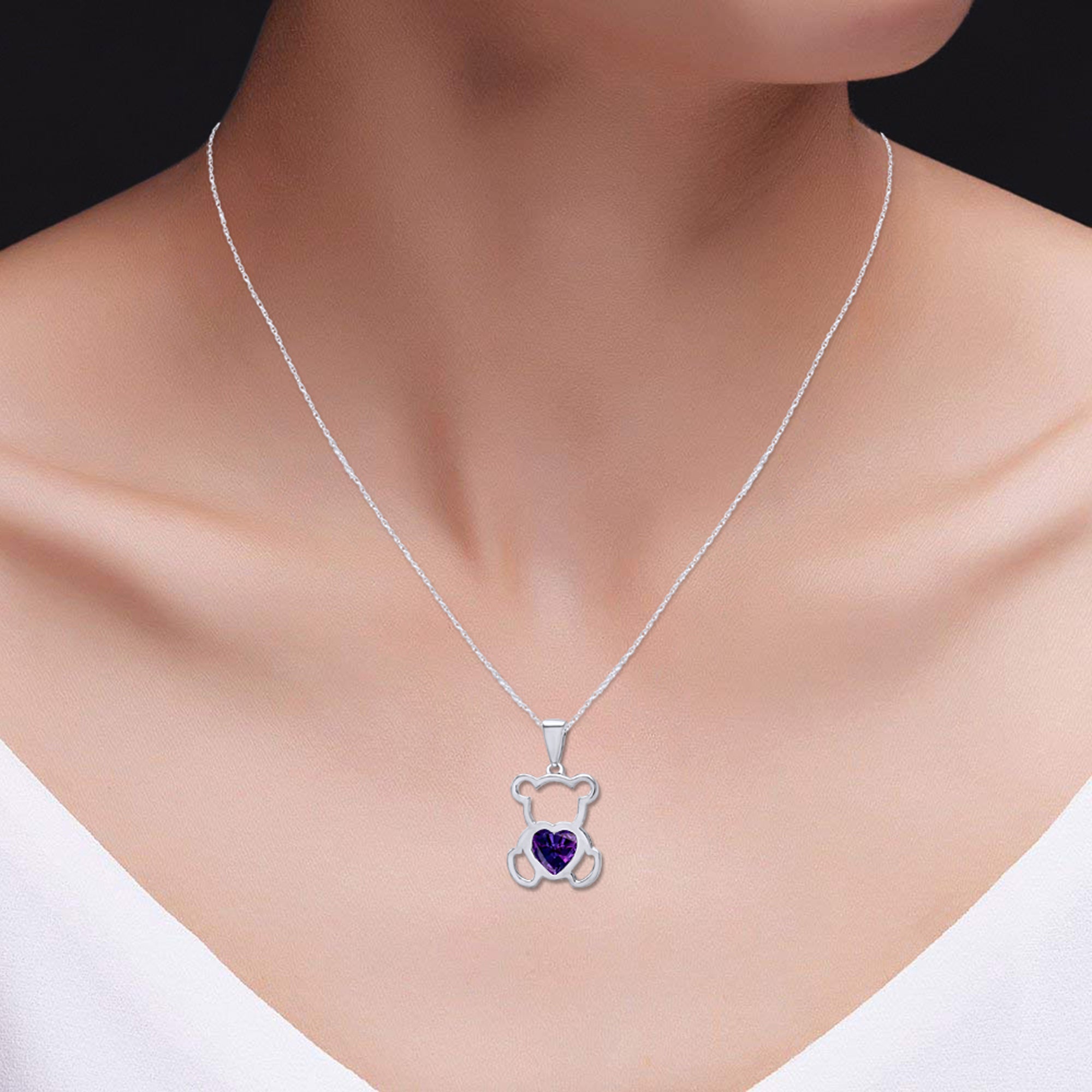 Teddy Bear Pendant Necklace for Women