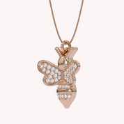 Bee Bumblebee White Cubic Zirconia Pendant Necklace