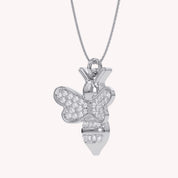 Bee Bumblebee White Cubic Zirconia Pendant Necklace