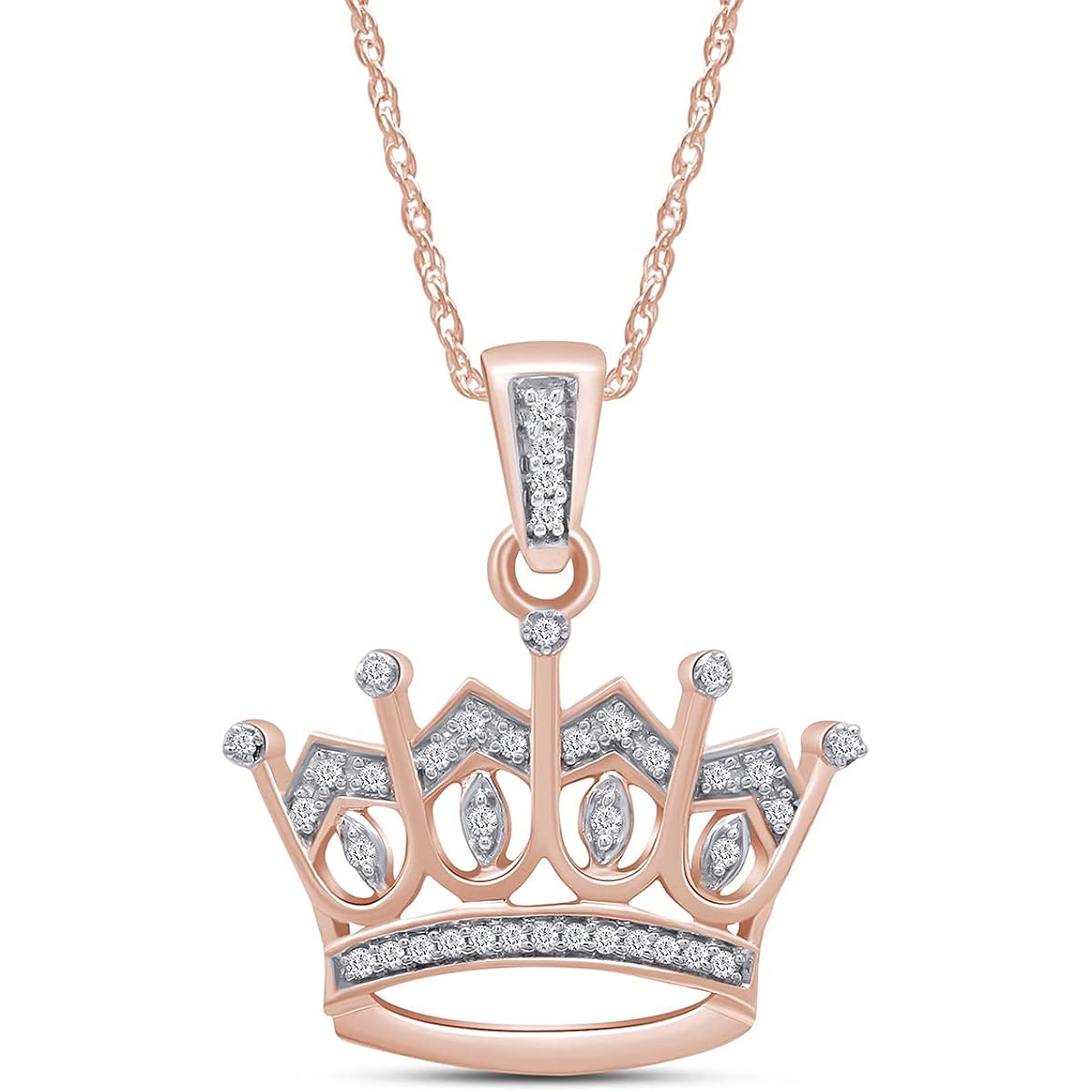 Natural Diamond Crown Pendant Necklace