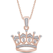 Natural Diamond Crown Pendant Necklace