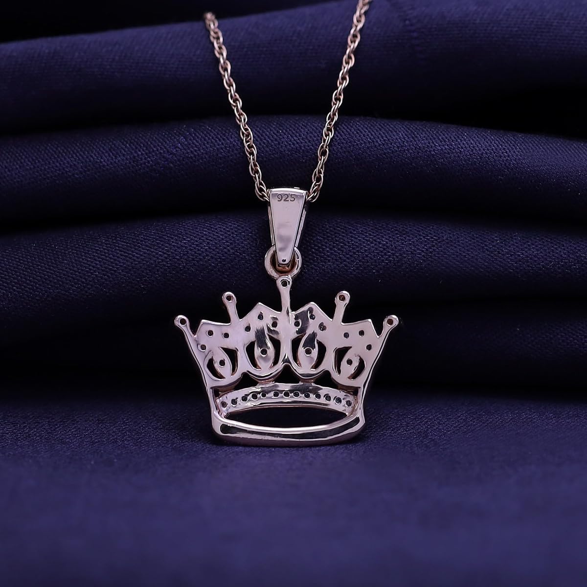 Natural Diamond Crown Pendant Necklace
