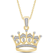 Natural Diamond Crown Pendant Necklace