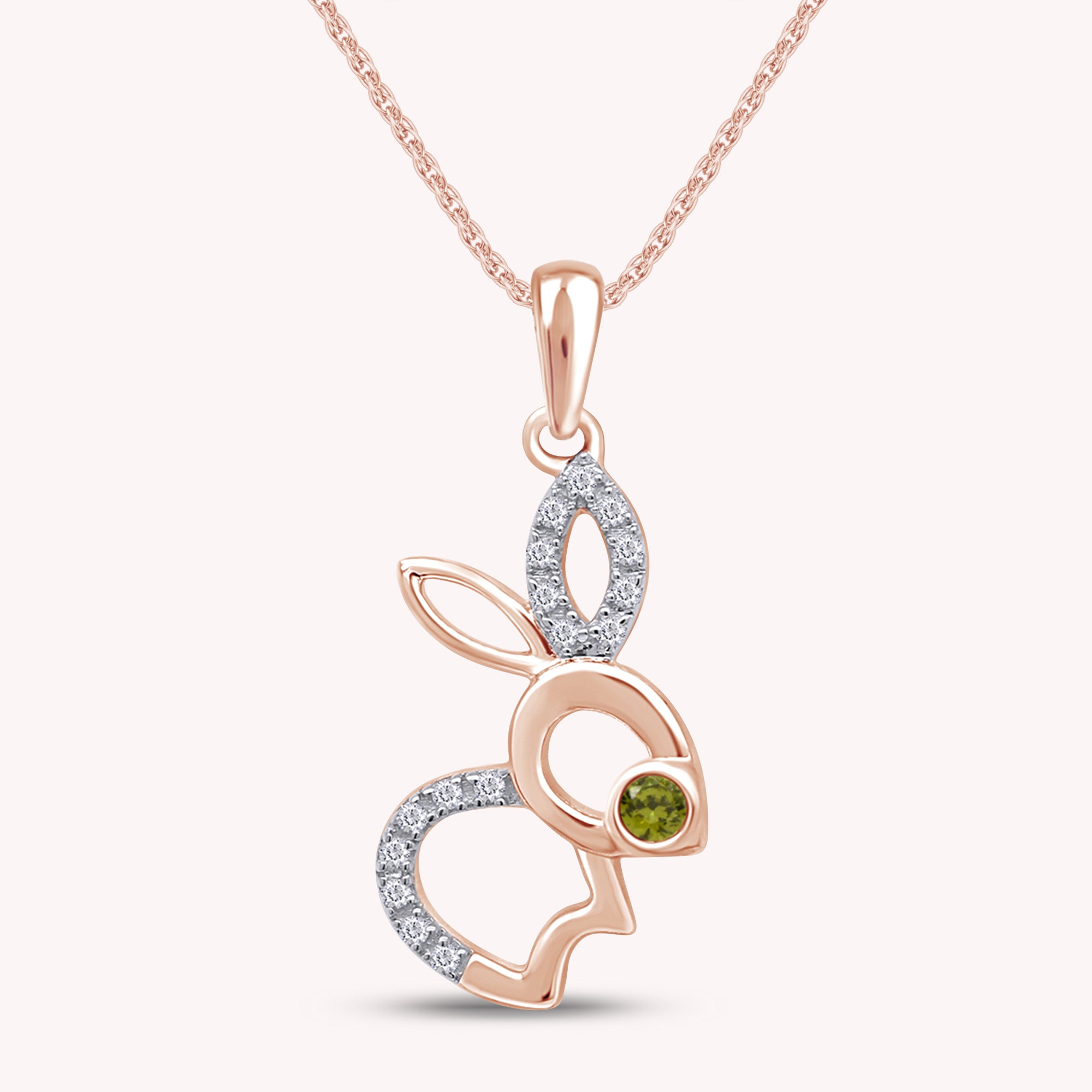 Bunny Rabbit Pendant Necklace in 14K Gold Over Sterling Silver