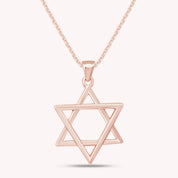 14k Gold Over Sterling Silver Star of David Pendant Necklace 20mm X 17mm