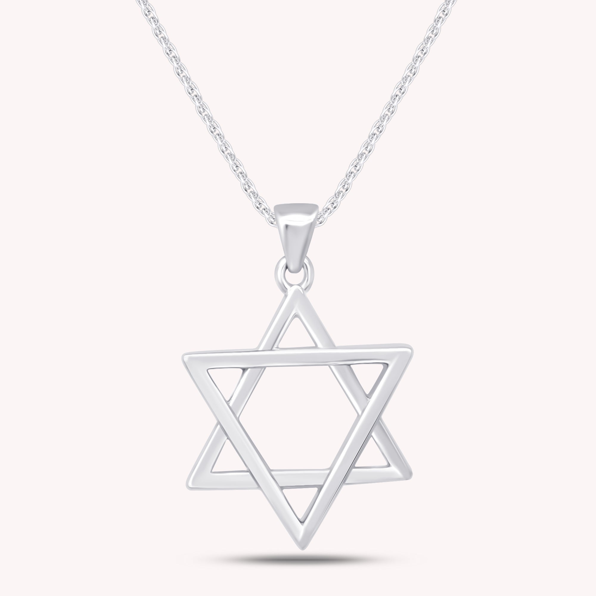 14k Gold Over Sterling Silver Star of David Pendant Necklace 20mm X 17mm