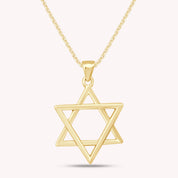 14k Gold Over Sterling Silver Star of David Pendant Necklace 20mm X 17mm