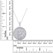 Aztec Mayan Sun Calendar Charm Pendant Necklace 925 Sterling Silver