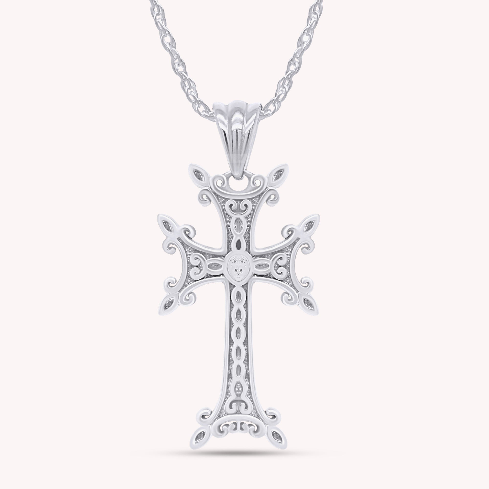 Khachkar Armenian Cross Pendant Necklace for Women & Men