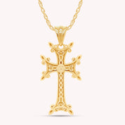 Khachkar Armenian Cross Pendant Necklace for Women & Men