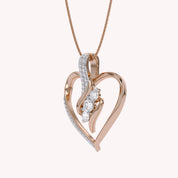 3 Stone Swirl Heart Lab Grown Diamond Pendant Necklace