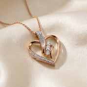 3 Stone Swirl Heart Moissanite Pendant Necklace