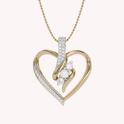 3 Stone Swirl Heart Moissanite Pendant Necklace