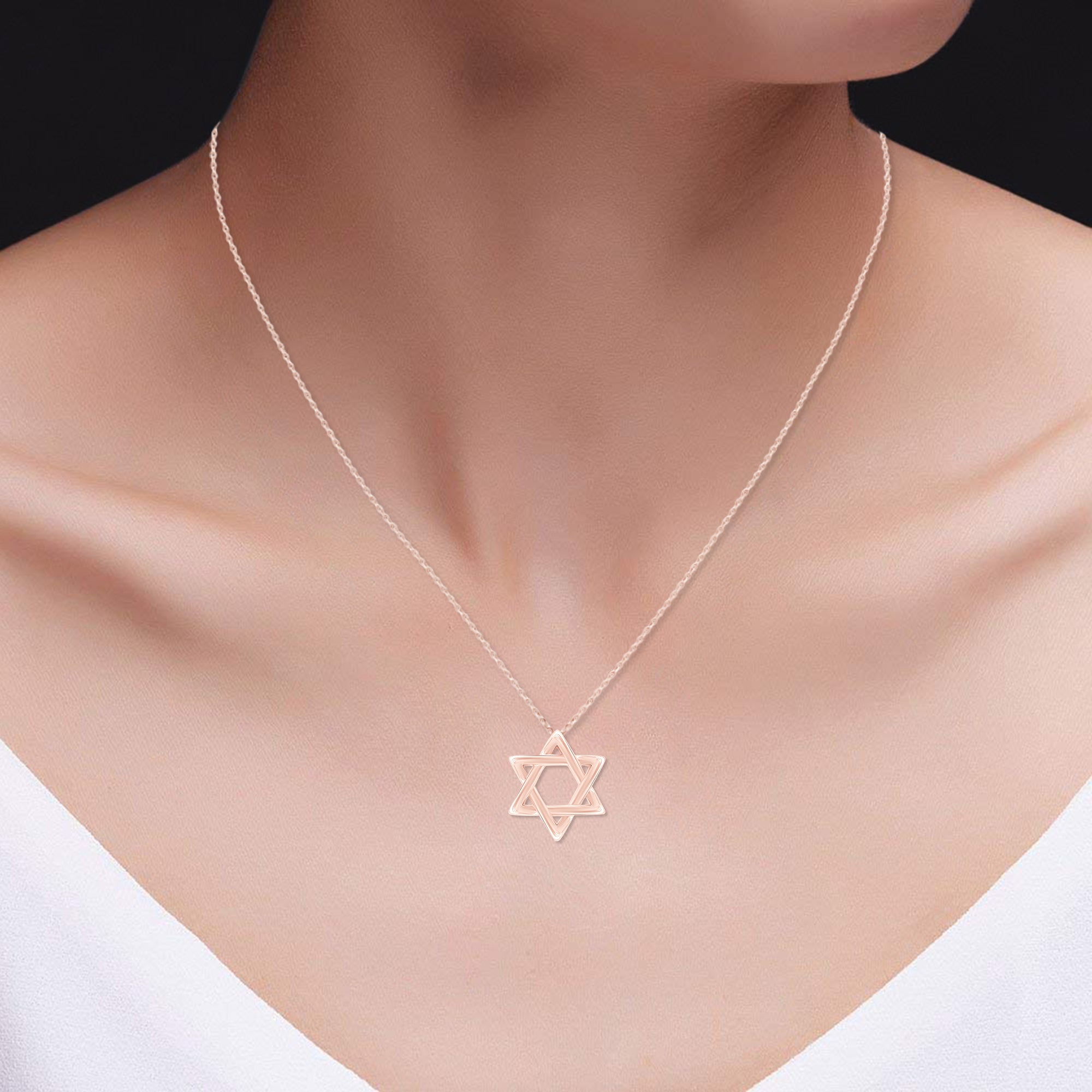 Star David Fashion Pendant Necklace in 14K Gold Over Sterling Silver