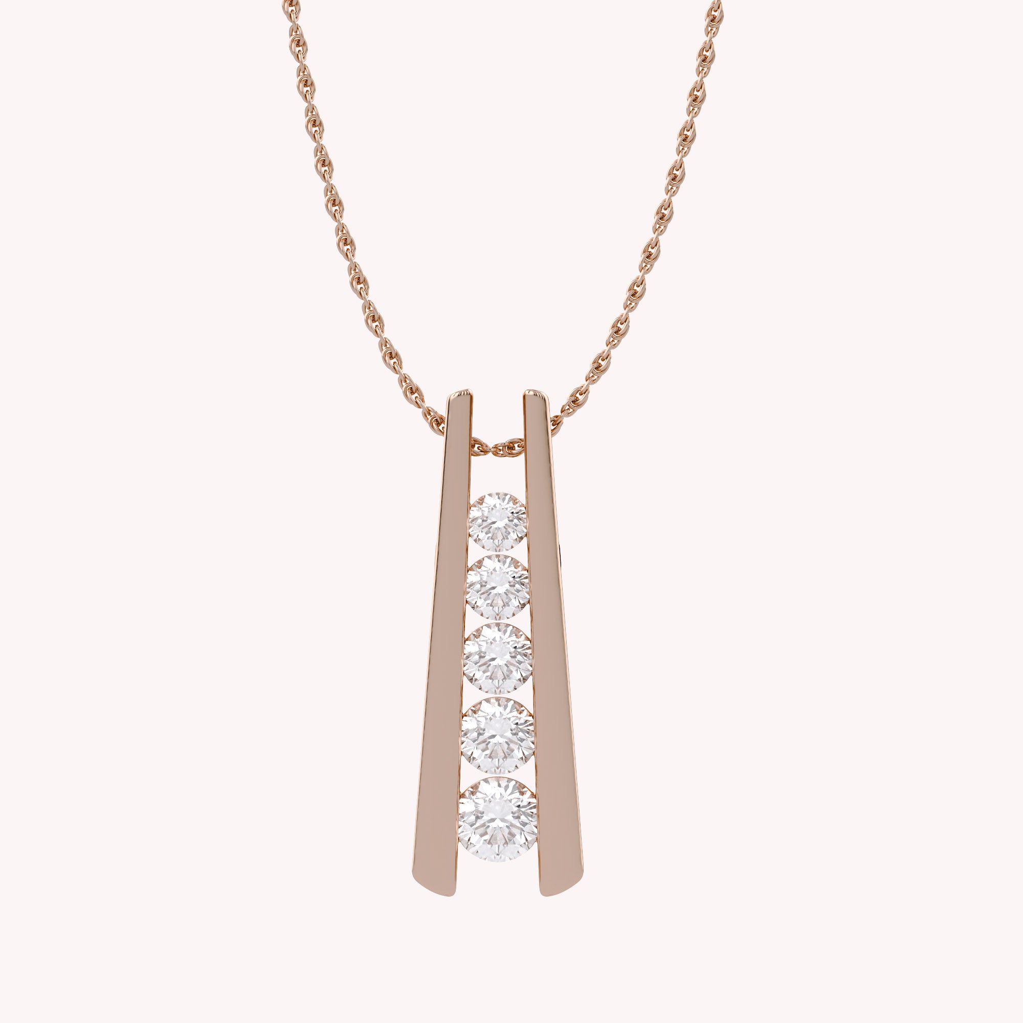 Five Stone Journey Bar Lab Grown Diamond Pendant Necklace