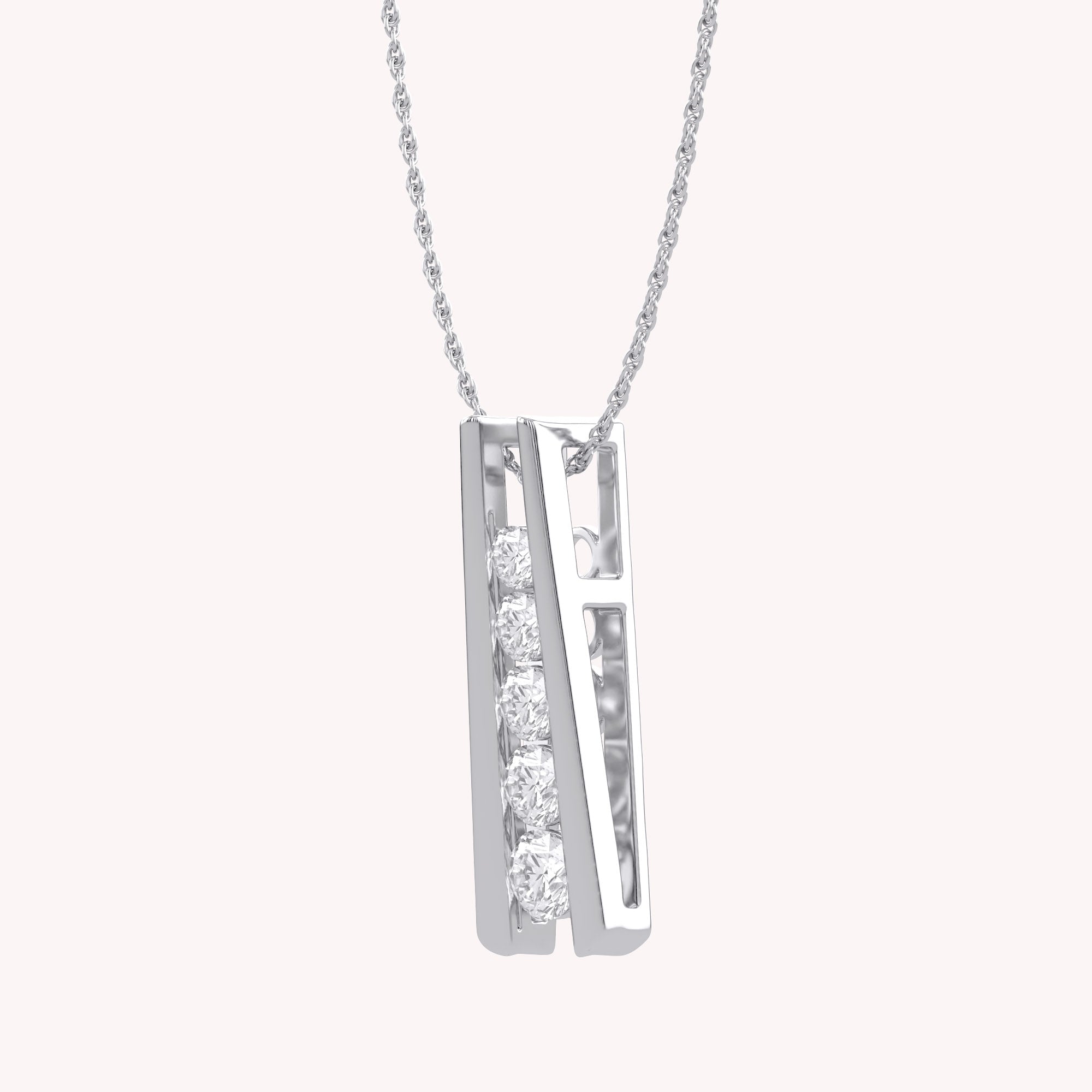 Five Stone Journey Bar Lab Grown Diamond Pendant Necklace