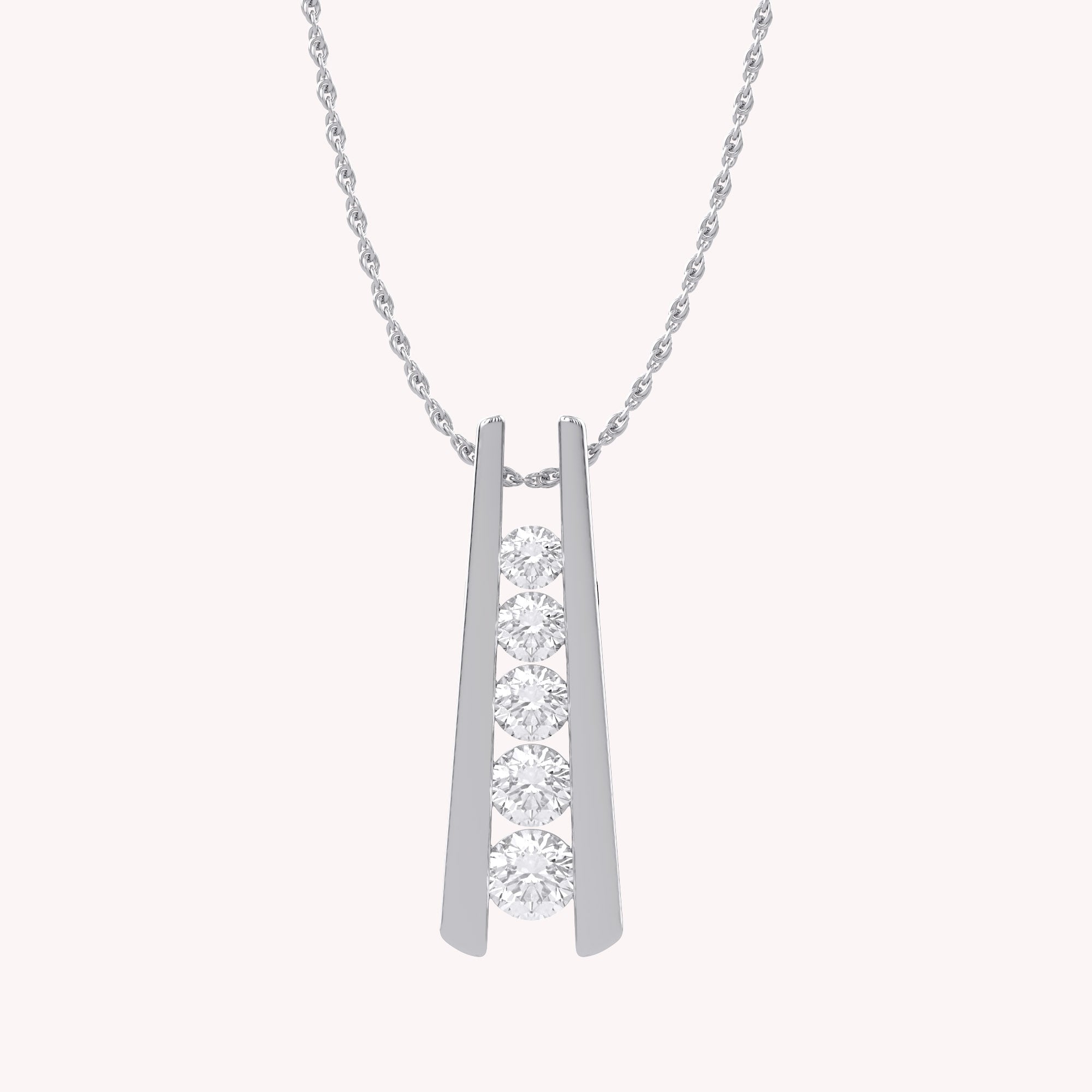 Five Stone Journey Bar Lab Grown Diamond Pendant Necklace