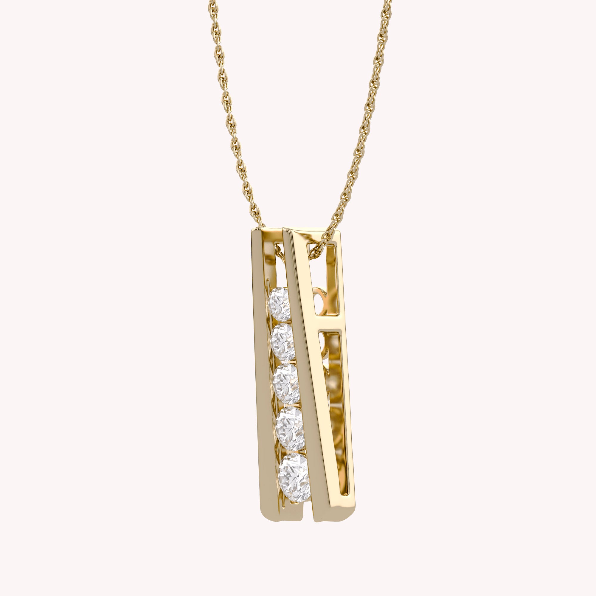 Five Stone Journey Bar Lab Grown Diamond Pendant Necklace