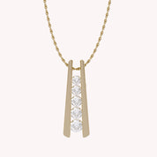 Five Stone Journey Bar Moissanite Pendant Necklace