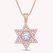 6MM Round Moissanite Star Of David Symbol Pendant Necklace