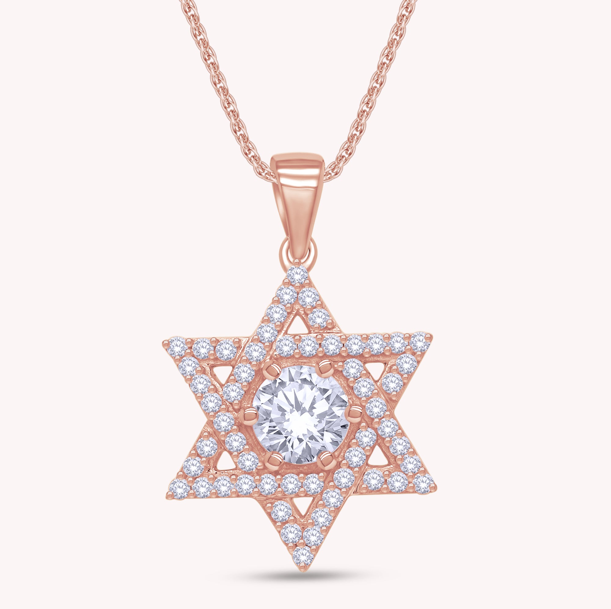 6MM Round Moissanite Star Of David Symbol Pendant Necklace