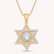 6MM Round Moissanite Star Of David Symbol Pendant Necklace
