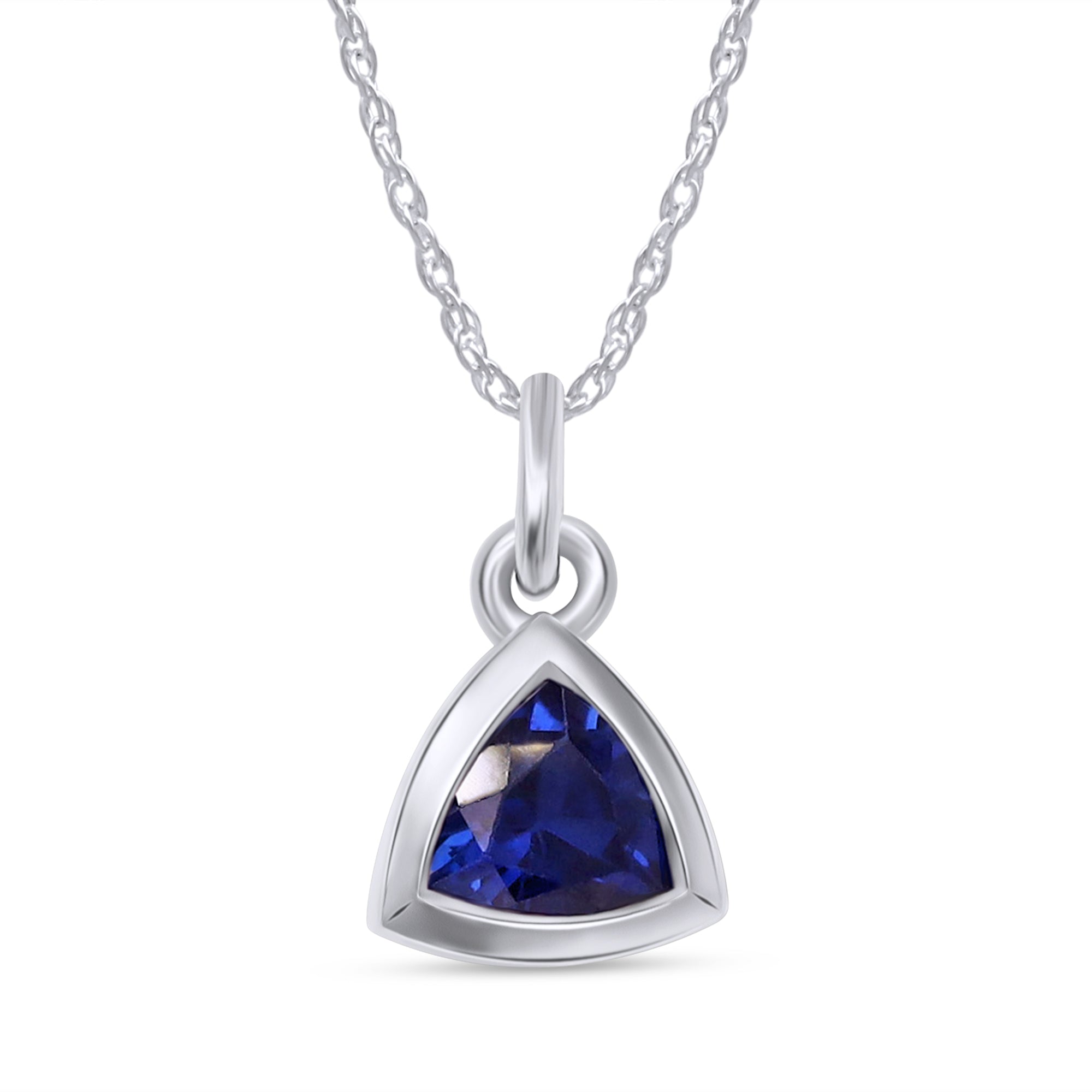 Trillion Bezel-Set Dainty Solitaire Pendant Necklace