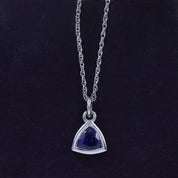 Trillion Bezel-Set Dainty Solitaire Pendant Necklace