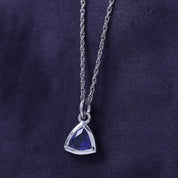 Trillion Bezel-Set Dainty Solitaire Pendant Necklace