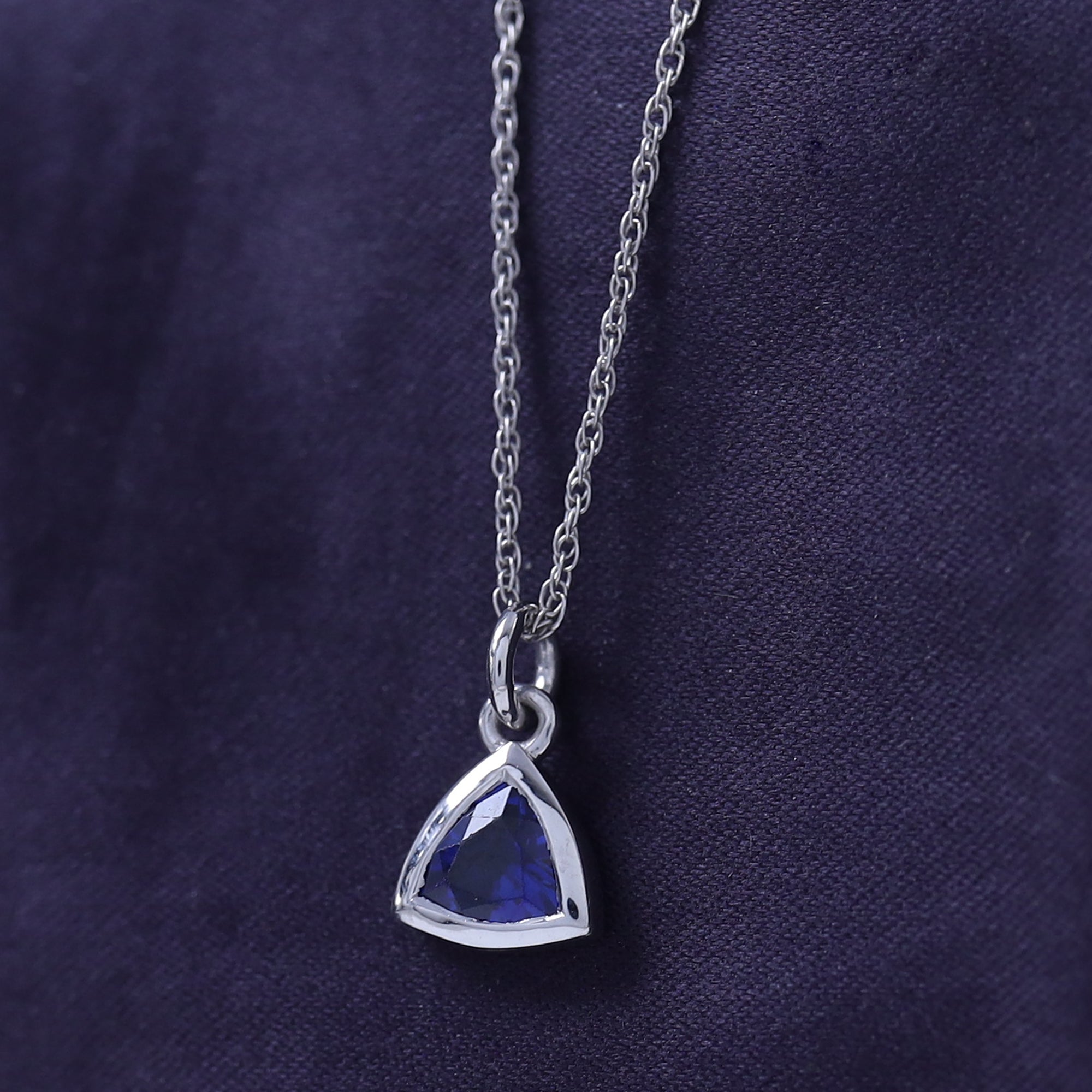Trillion Bezel-Set Dainty Solitaire Pendant Necklace