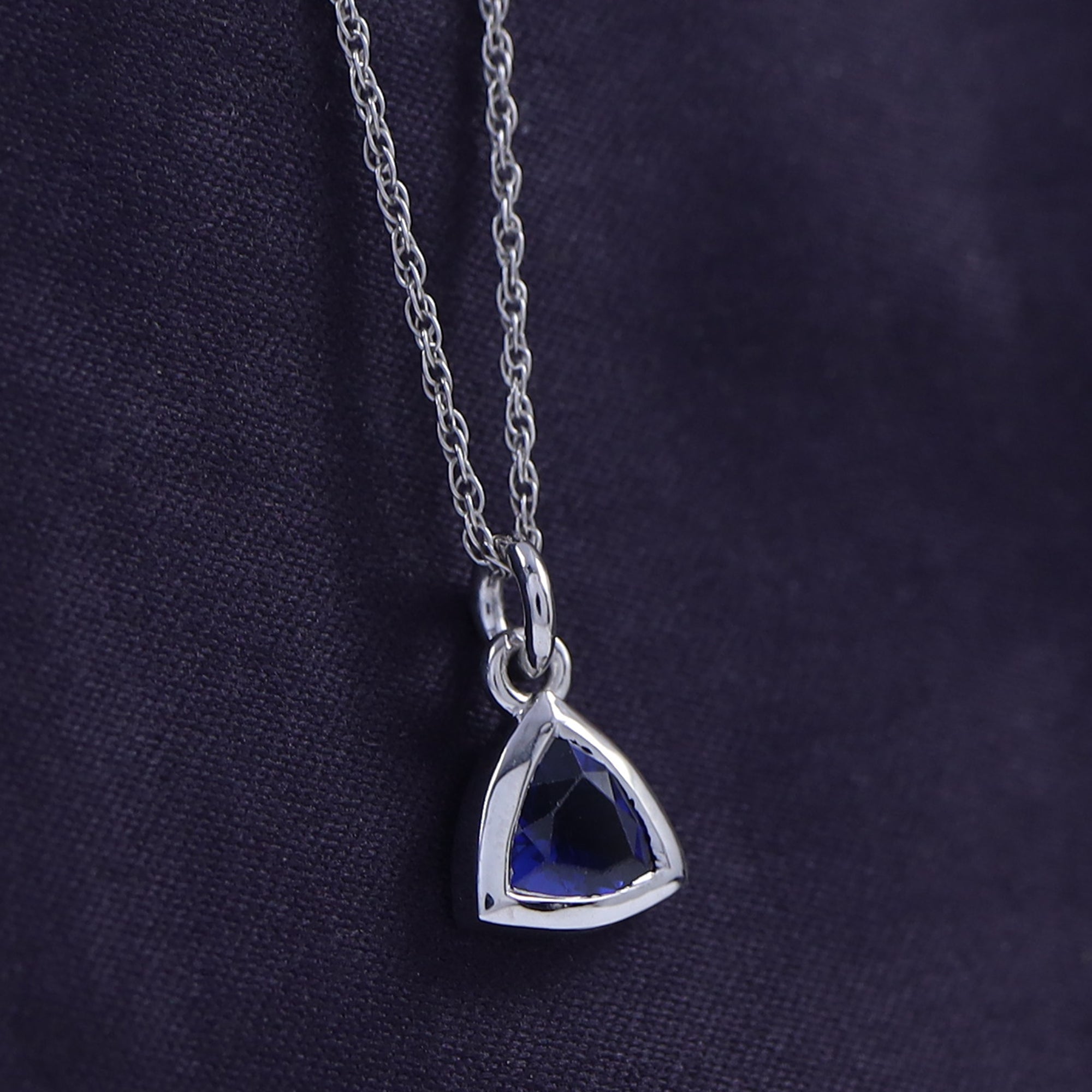 Trillion Bezel-Set Dainty Solitaire Pendant Necklace