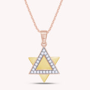 Round White CZ Jewish Star of David Pendant Necklace In 925 Sterling Silver