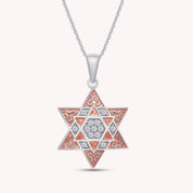 Two Tone Jewish Star of David Pendant Necklace