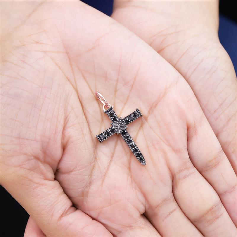 Black & White Natural Diamond Jesus Christ Reversable Pendant