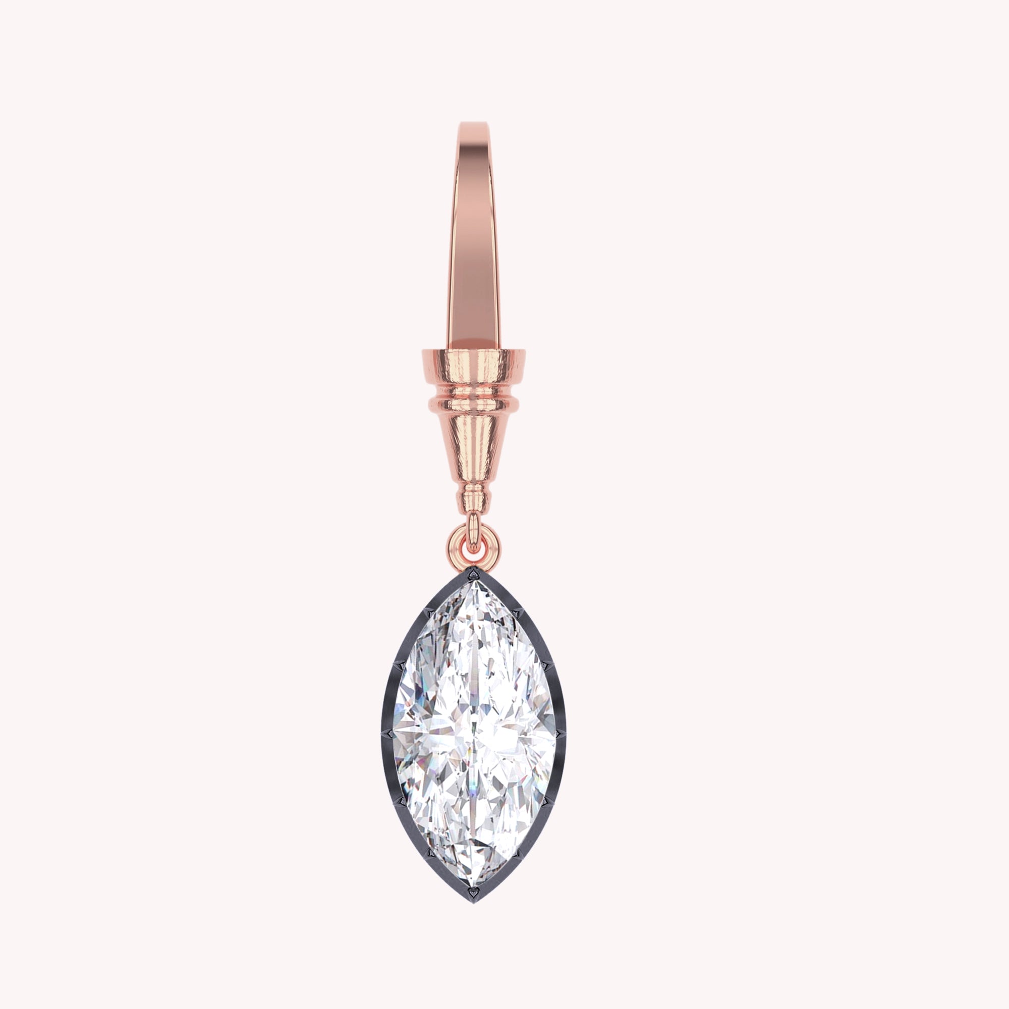 Solitaire Charm Two Tone Pendant Multi Shape 3.00 Carat Lab Created Moissanite with Black Rhodium around the Stone