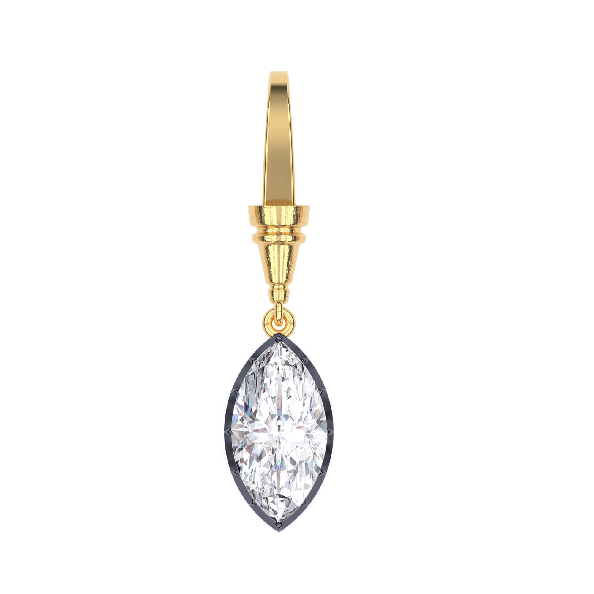 Solitaire Charm Two Tone Pendant Multi Shape 3.00 Carat Lab Created Moissanite with Black Rhodium around the Stone