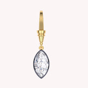 Solitaire Charm Two Tone Pendant Multi Shape 3.00 Carat Lab Created Moissanite with Black Rhodium around the Stone