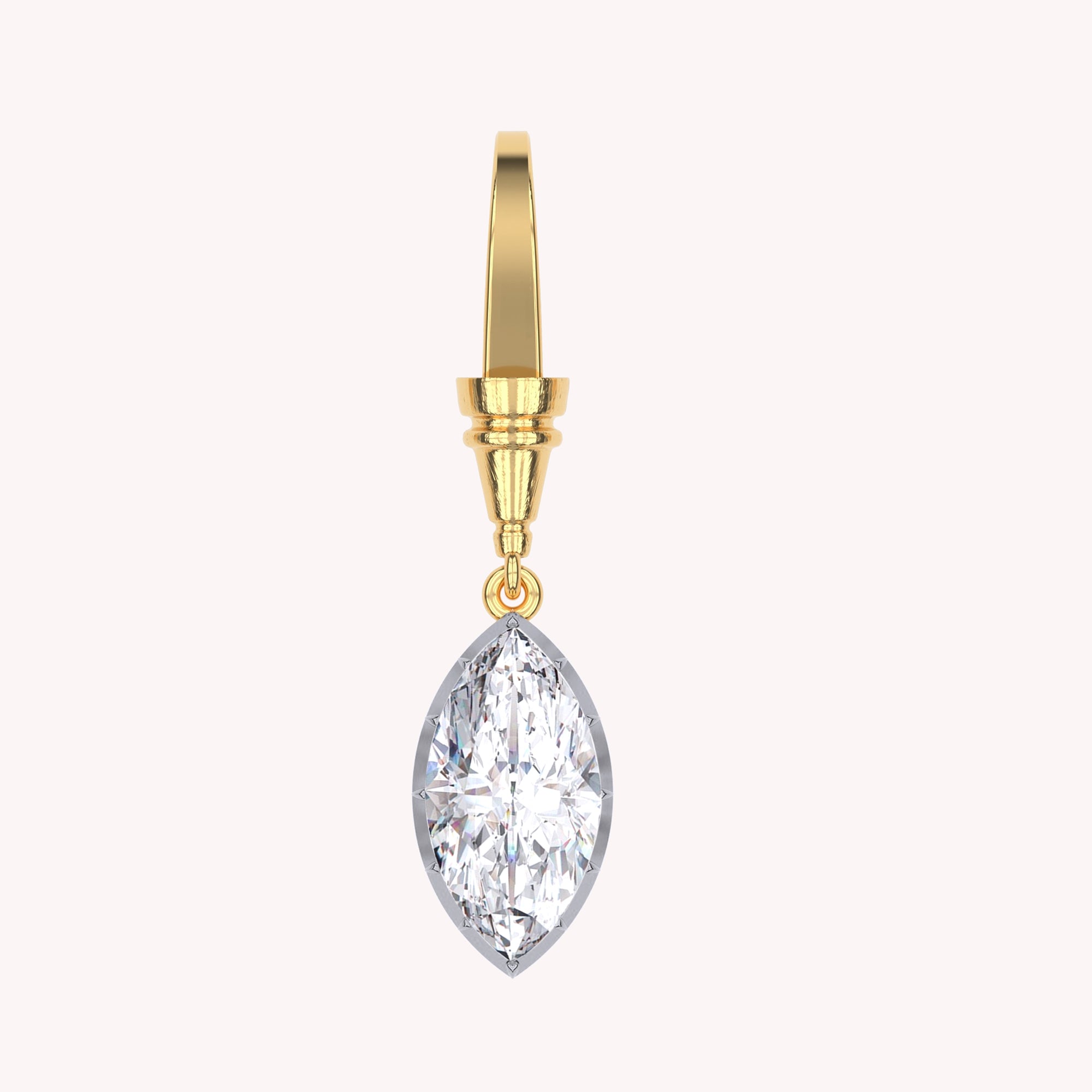 Solitaire Charm Pendant Necklace Two Tone Pendant Multi Shape 3.00 Carat Lab Created Moissanite