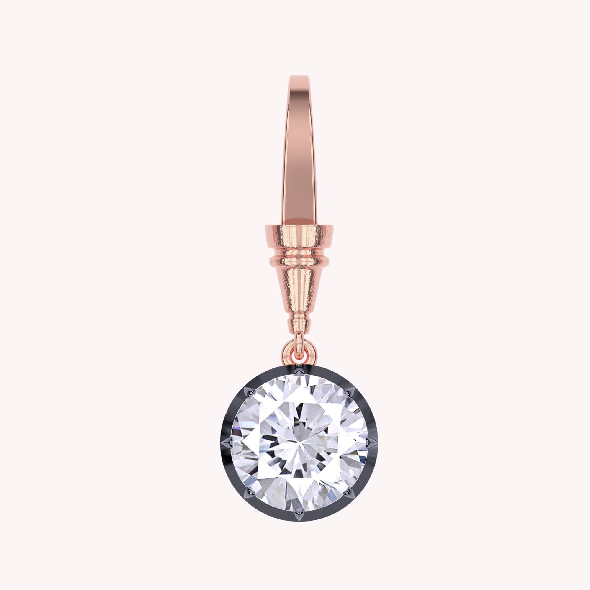 Solitaire Charm Two Tone Pendant Multi Shape 3.00 Carat Lab Created Moissanite with Black Rhodium around the Stone