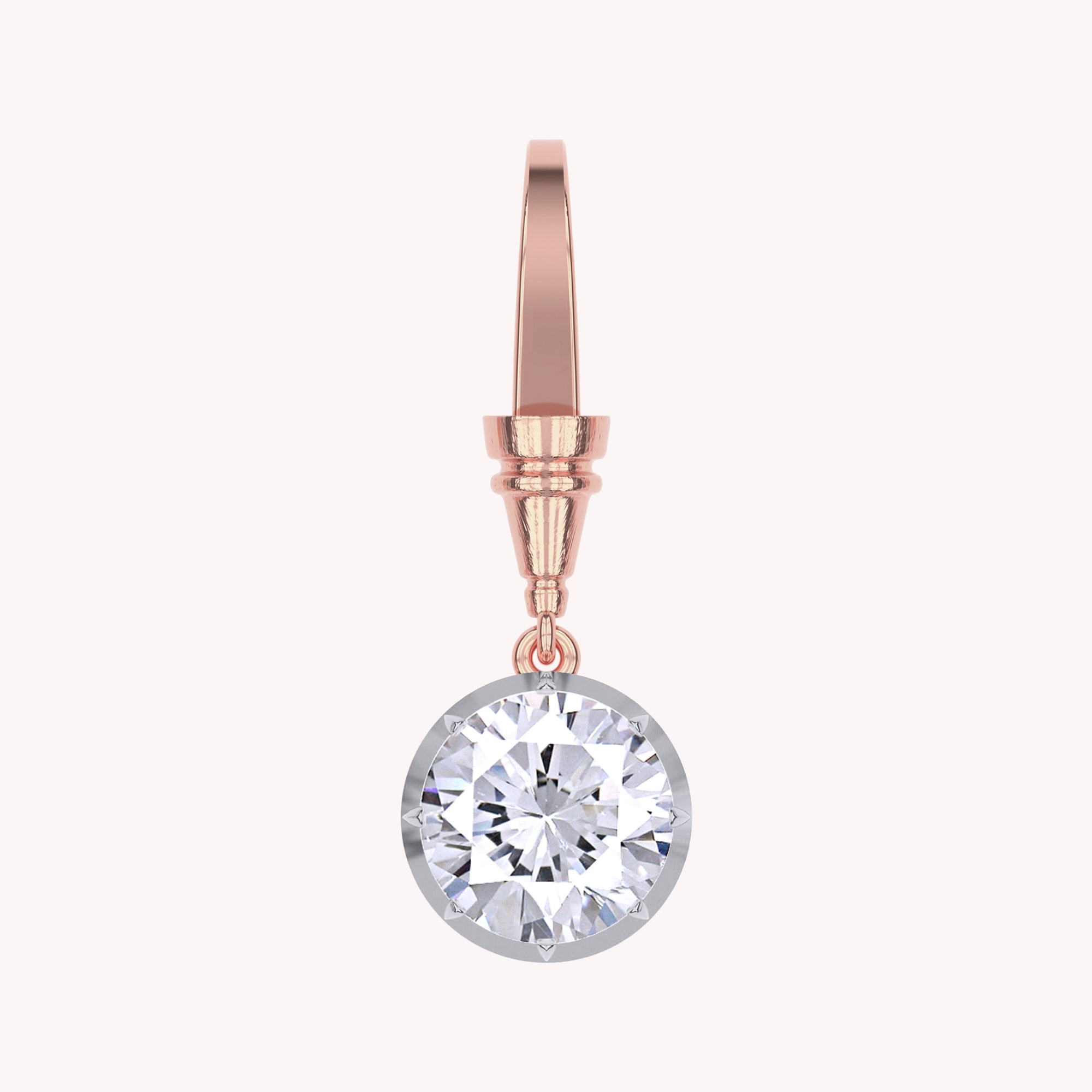 Solitaire Charm Pendant Necklace Two Tone Pendant Multi Shape 3.00 Carat Lab Created Moissanite