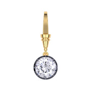Solitaire Charm Two Tone Pendant Multi Shape 3.00 Carat Lab Created Moissanite with Black Rhodium around the Stone