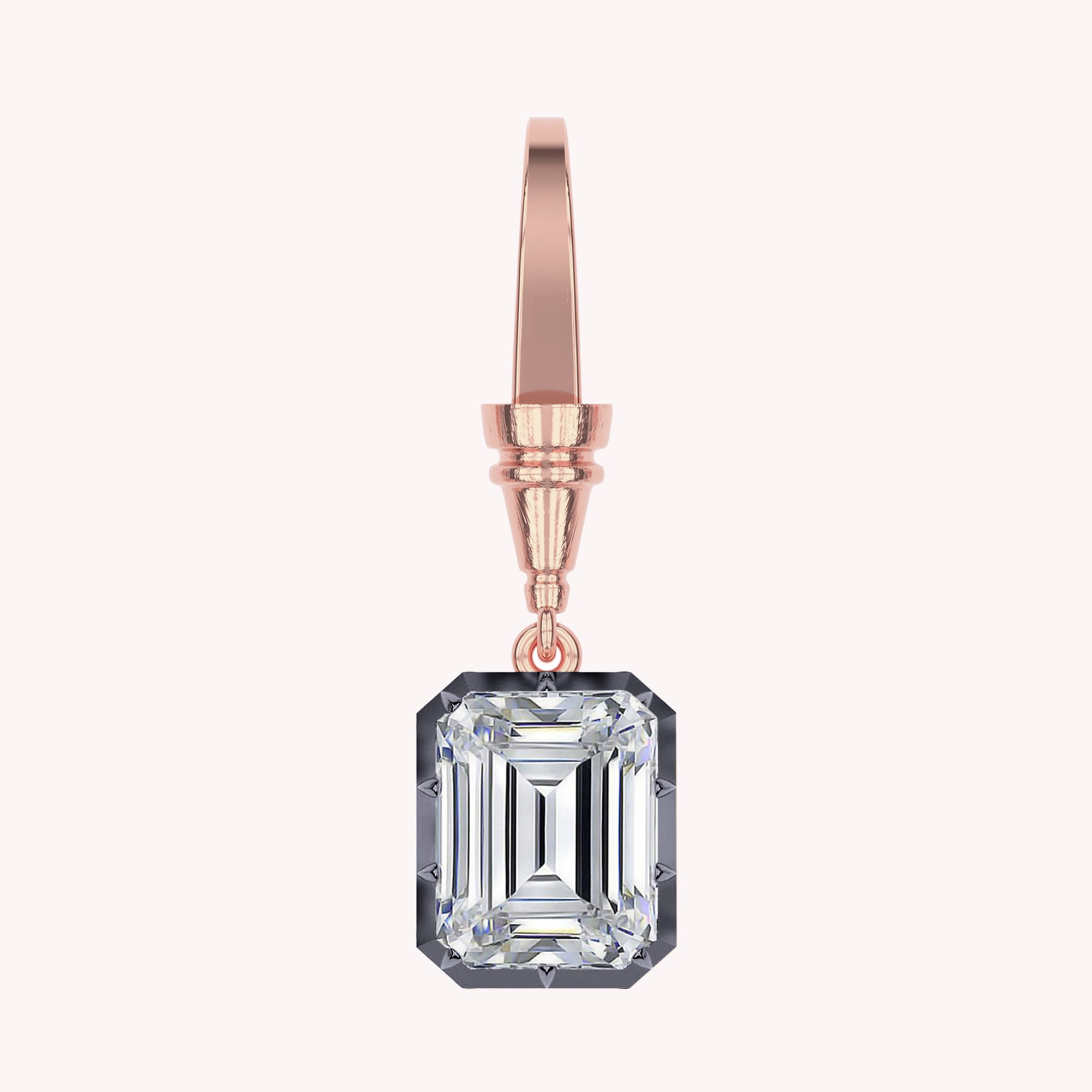 Solitaire Charm Two Tone Pendant Multi Shape 3.00 Carat Lab Created Moissanite with Black Rhodium around the Stone