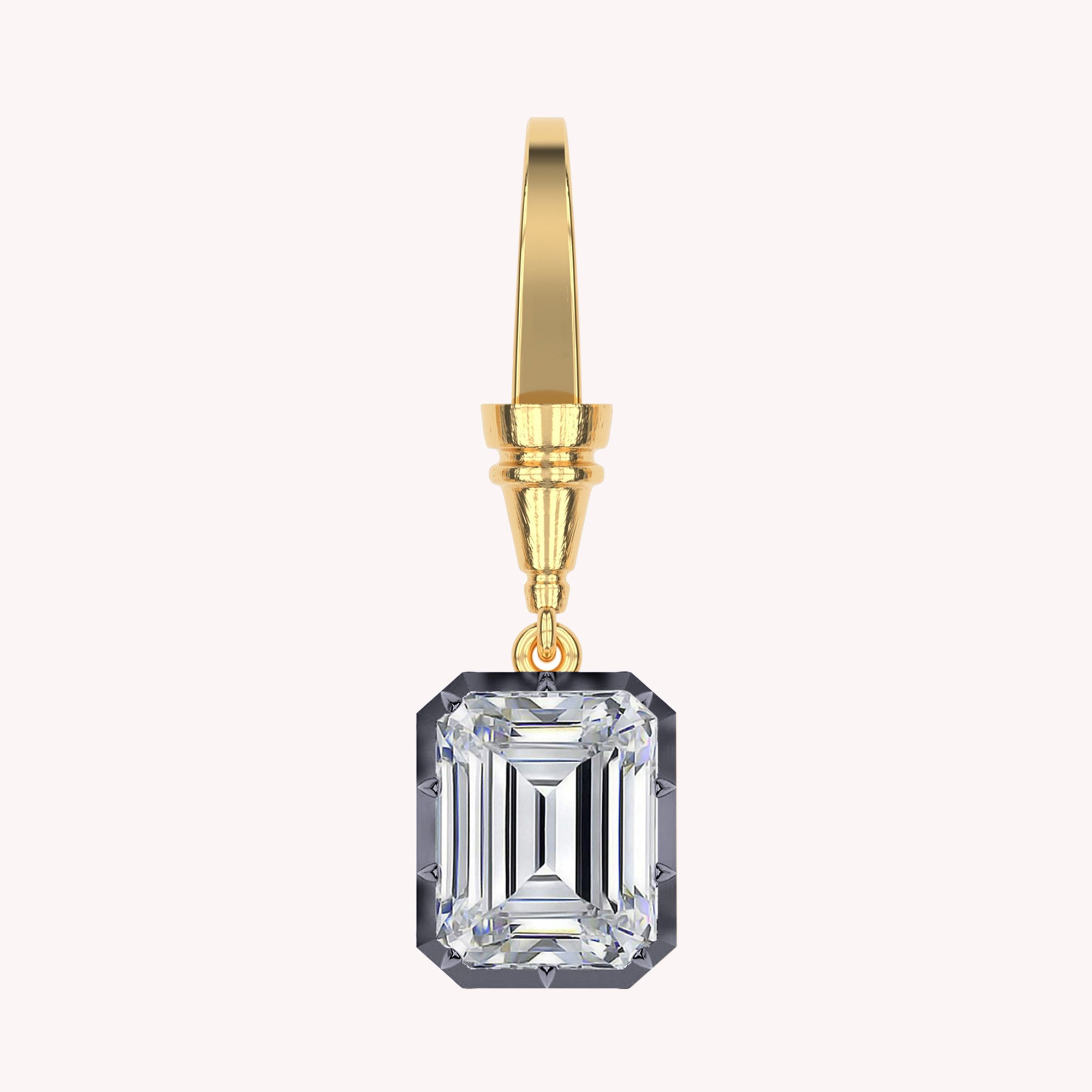 Solitaire Charm Two Tone Pendant Multi Shape 3.00 Carat Lab Created Moissanite with Black Rhodium around the Stone