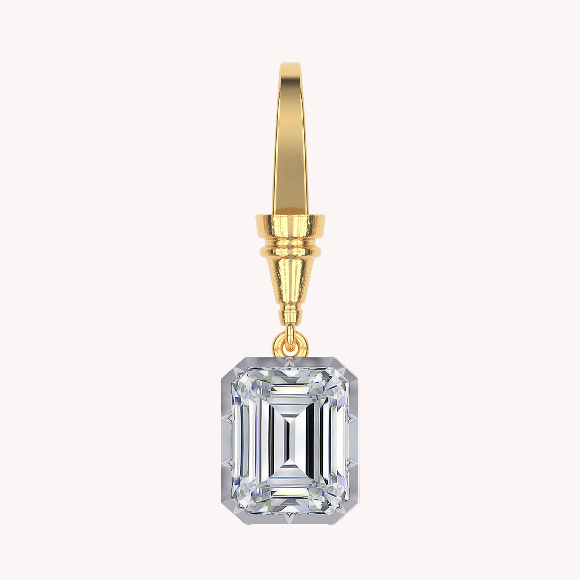 Solitaire Charm Pendant Necklace Two Tone Pendant Multi Shape 3.00 Carat Lab Created Moissanite