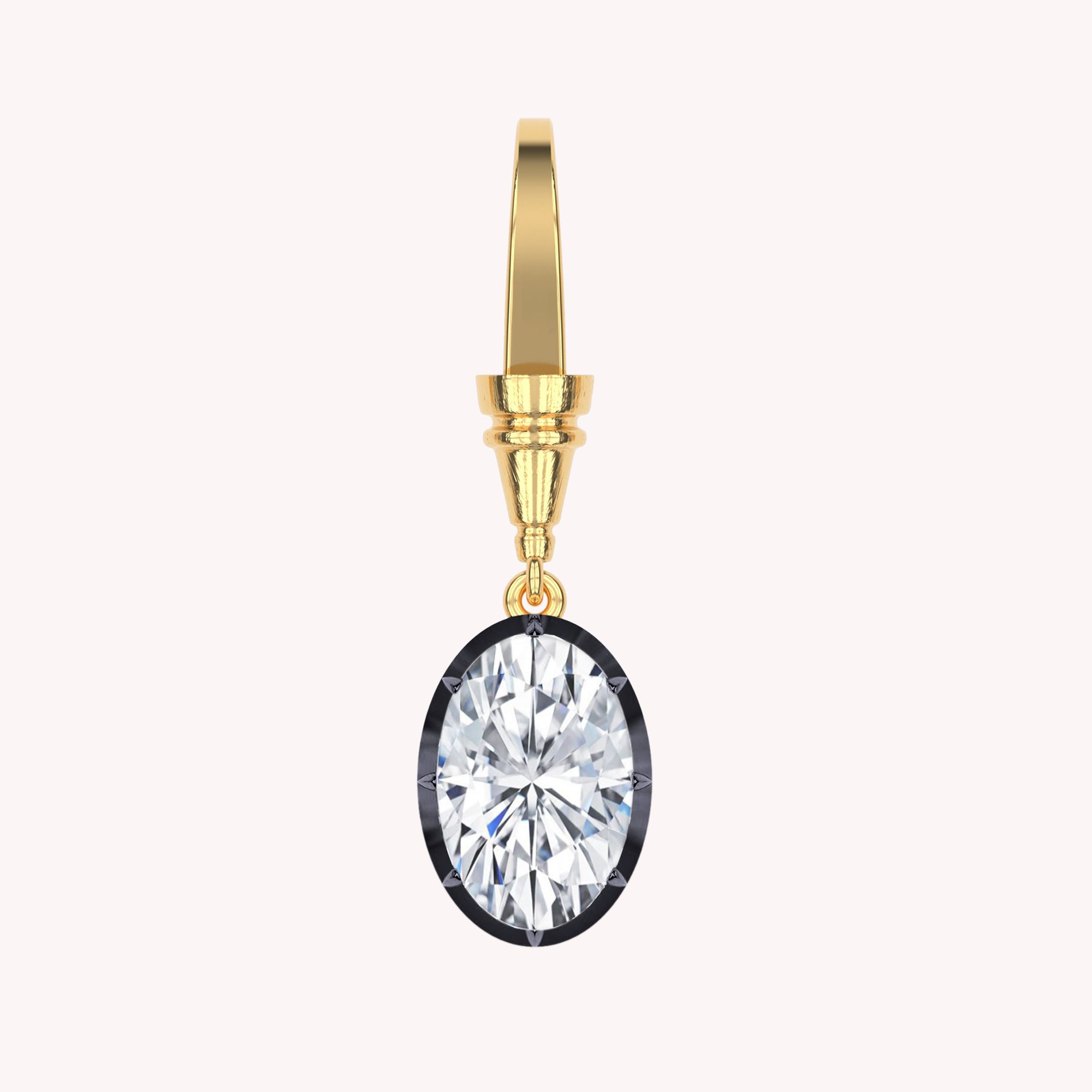 Solitaire Charm Two Tone Pendant Multi Shape 3.00 Carat Lab Created Moissanite with Black Rhodium around the Stone