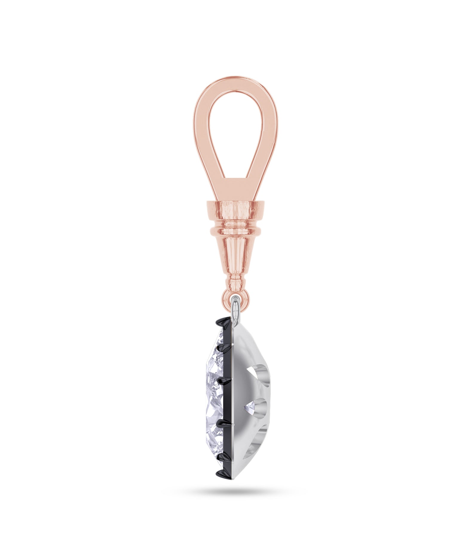 Solitaire Charm Two Tone Pendant Multi Shape 3.00 Carat Lab Created Moissanite with Black Rhodium around the Stone